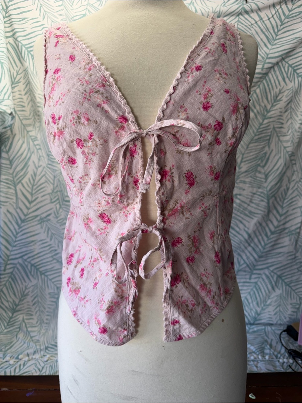 Pink Rose Pink Floral Tie-Front Camisole